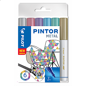 * Pilot Pintor Pigment Inkt Paint Marker - Metallic Mix - Fine - Set van 6