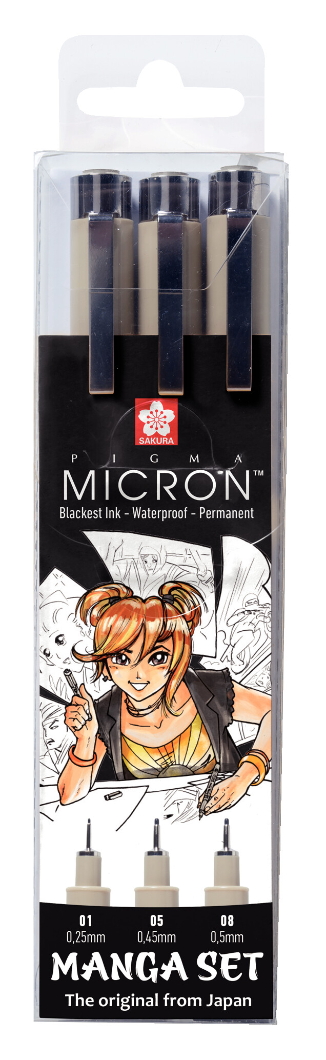 Set Manga Sakura Pigma Micron – 7 Stylos à Encre Noire Archive (005, 01, 02, 03, 05, 08, Pinceau) - 9