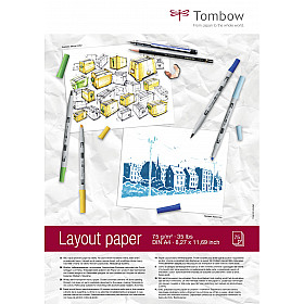 Tombow Layout Paper Blok - A4 - Semi-Transparant Wit - 75g papier - 75 vellen