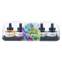 * Talens Ecoline Liquid Watercolour Ink Bottle - 30 ml - Primary Colours - Set of 5