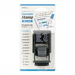 Midori Pre-Inked Rotating Stamp -  Weekdagen & Weer