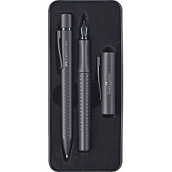 Faber-Castell Grip Fountain Pen & Ballpoint Set - All Black