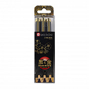 Sakura Pigma Micron Fineliner - Black & Gold Edition - Set van 3