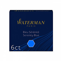 Waterman Standard Fountain Pen Ink Cartridges - Set of 6 - Serenity Blue