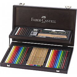Faber-Castell Art & Graphic Compendium Coloured Pencils - Set of 36 in Mahony Wooden Case