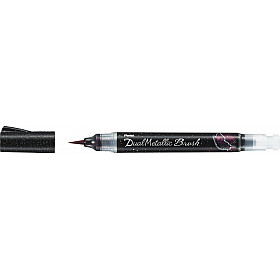 Pentel XGFH Dual Metallic Brush Pen - Zwart / Metallic Rood