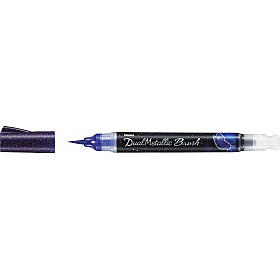 Pentel XGFH Dual Metallic Brush Pen - Violet / Metallic Blauw