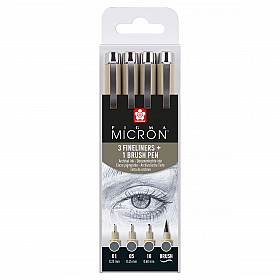 Sakura Pigma Micron Fineliner - Cool Gray Edition - Set van 3 + Brush
