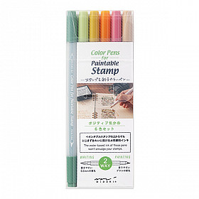 Midori Color Pen Set voor Pre-Inked / Paintable Stamp - Positive Vibe (Set van 6)