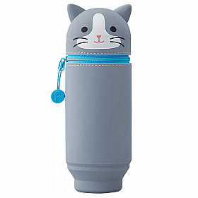 LIHIT LAB Punilabo Stand Pen Etui - Groot Formaat - Grey Cat