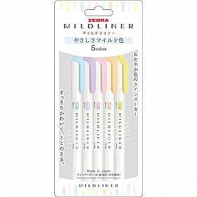 Zebra Mildliner Double Sided Highlighter - Fine & Bold - Gentle Colors - Set of 5