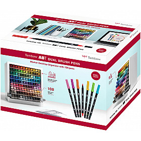 Tombow ABT Dual Brush Pen Marker - Desktop Organizer met 107 kleuren + blender