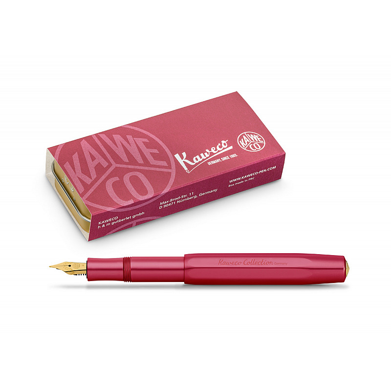  Kaweco AL Sport Fountain Pen (Medium Nib) Gift Set + Pack of 6  Royal Blue Ink Cartridges (Brass) : Office Products