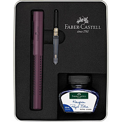 Faber-Castell Grip Fountain Pen Set with Converter and Ink - Berry