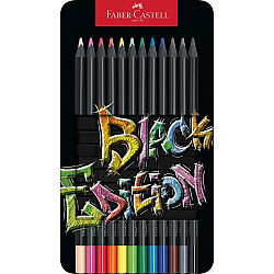 Faber-Castell Black Edition Coloured Pencils - Metal Case - Set of 12