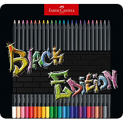 Faber-Castell Black Edition Coloured Pencils - Metal Case - Set of 24