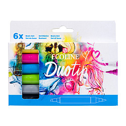 Talens Ecoline Duotip Marker Pen - Basic Set - Set of 6