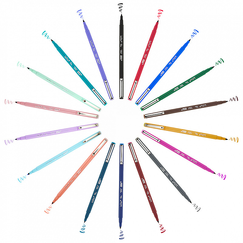 Marvy Uchida Le Pen Flex Multicolor Set - 18 Basic and Pastel Colors |  Smear-Resistant and Quick-Drying Brush Pen for Hand Lettering, Journals,  And