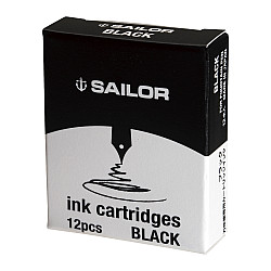 Sailor Jentle Ink Cartridges for Fountain Pens - Black - Set of 12