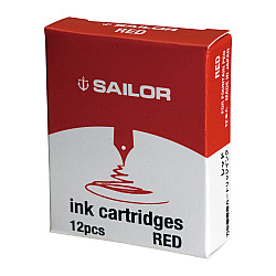 Sailor Jentle Ink Cartridges for Fountain Pens - Red - Set of 12
