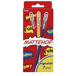 Pentel Mattehop Gel Inkt Pen - 1.0 mm - Originele Kleuren - Set van 7