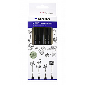 Tombow Mono Drawing Pen - Set van 4 - Bold/Breed - Zwart