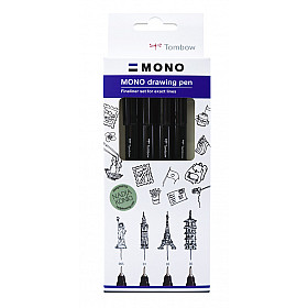 Tombow Mono Drawing Pen - Set van 4 - Fijn - Zwart