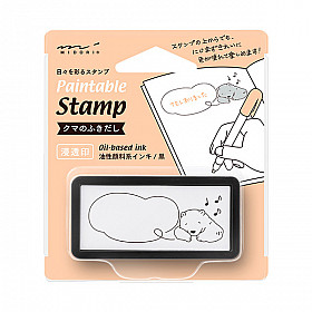 Midori Half-Size Pre-Inked Stamp - Bear Speech Balloon
