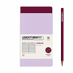 Leuchtturm1917 Jottbook Double - Pocket A6 - Gelinieerd - Lilac/Port Red