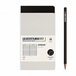 Leuchtturm1917 Jottbook Double - Pocket A6 - Gelinieerd - Light Grey/Black
