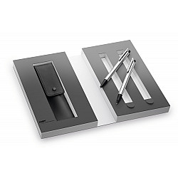 Lamy Logo 205 Matte Ballpoint + Mechanical Pencil - Silver - Giftset with Leather Case