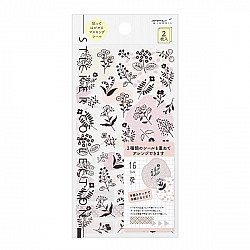 Midori Diary Stickers - Two Sheets - Monotone Flower