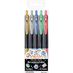 Zebra Sarasa Clip Deco Shine Color Gel Inkt Pen - Metallic Colours - Set van 5