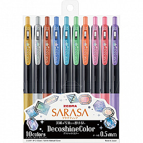 Zebra Sarasa Clip Deco Shine Color Gel Ink Pen - Set of 10