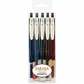 Zebra Sarasa Clip Vintage Color Gel Ink Pen - Series 1 - Set of 5