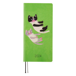 * Hobonichi Weeks 2024 Book - Keiko Shibata: Fluffy floating kittens (April Start / Japanese / Wallet Size)