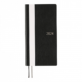 * Hobonichi Weeks 2024 Book - White Line: Black (April Start / Japanese / Wallet Size)