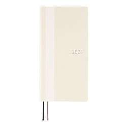 * Hobonichi Weeks 2024 Book - White Line: Ivory (April Start / Japanese / Wallet Size)
