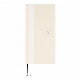 * Hobonichi Weeks 2024 Book - White Line: Ivory (April Start / Japanese / Wallet Size)
