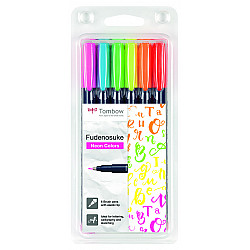 Tombow Fudenosuke Pastel Brush Pen - Hard - Set van 6