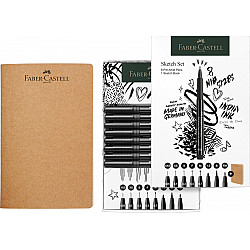 Faber-Castell Pitt Artist Pens Sketch Set - Set van 8 + Schetsboek