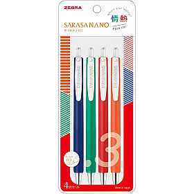 Zebra Sarasa Nano Gel Inkt Pen - 0.3 mm - Passion Colours - Set van 4