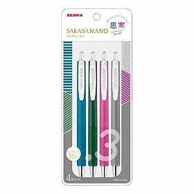 Zebra Sarasa Nano Gel Inkt Pen - 0.3 mm - Think Colours - Set van 4
