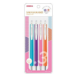 Zebra Sarasa Nano Gel Inkt Pen - 0.3 mm - Fun Colours - Set van 4