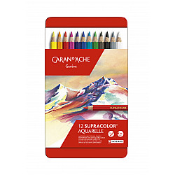 Caran d'Ache Supracolor Aquarelle Kleurpotloden - Metalen Bewaardoos - Set van 12