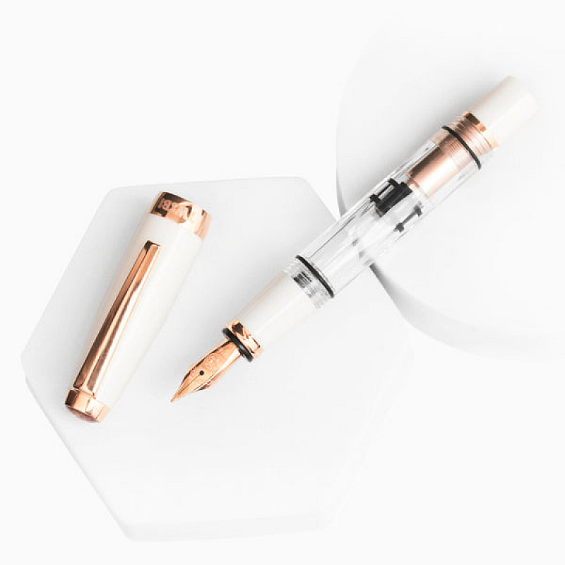 TWSBI DIAMOND Mini White Rose Gold Ⅱ TWSBI Vulpennen : TWSBI Diamond Mini Vulpen - White Rose