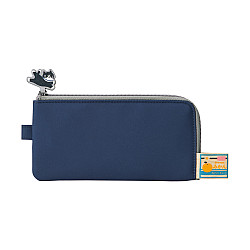 Cat's Daily Routine Flat Pen Pouch - Indigo Blue