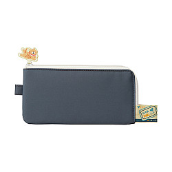 Cat's Daily Routine Flat Pen Pouch - Charcoal Black