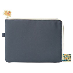Cat's Daily Routine Flat Pouch - A5 - Charcoal Black