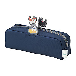 Cat's Daily Routine Box Pen Pouch - Indigo Blue